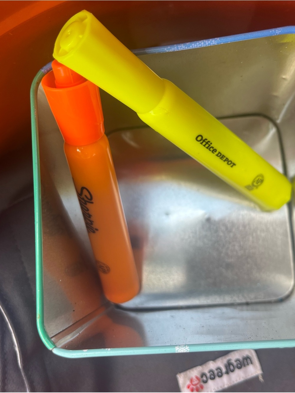 Office Depot Yellow Highlighter & Orange Sharpie Set